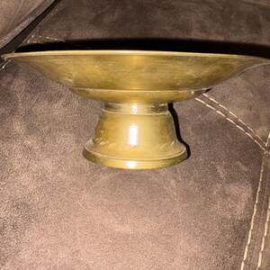 Vintage Hand-Etched Solid Brass Pedestal Bowl Candy Dish Made in India